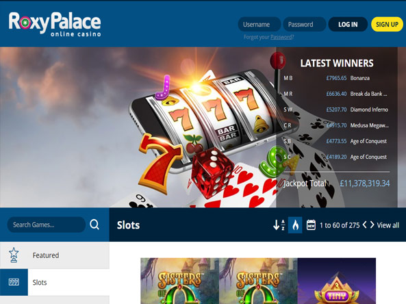 Roxy palace deals casino login