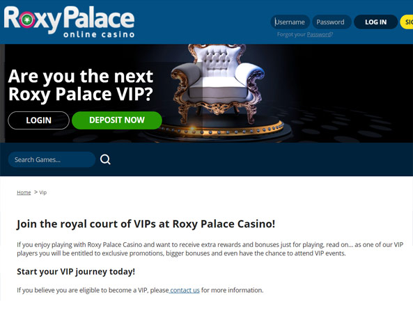 Roxy palace deals casino login