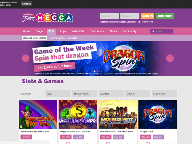 Free Casino Games Mecca Bingo