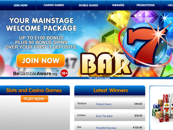 Mainstage Bingo Review – 100% Welcome Bonus up to $100